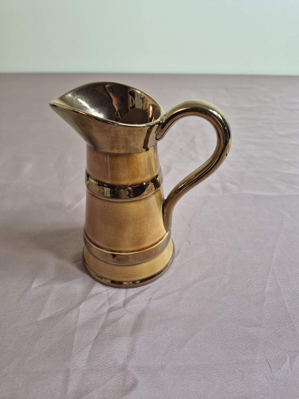 VTG 1974 Lord Nelson Pottery England Copper Gold Lustre Small Pitcher / Creamer